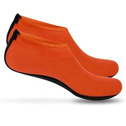 Boolavard Wassersportschuhe Barfuß Schnell trocknende Aqua Yoga Socken Slip-on für Männer Frauen Kinder (L - 40-41 EU, Orange) von Boolavard