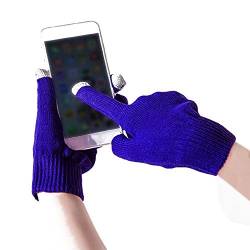 Boolavard Winter Strickhandschuhe Touchscreen Warme Thermo Weiches Futter Elastische Manschette Texting Anti-Slip für Frauen Männer (Blau) von Boolavard