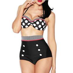 Booolavard® Vintage Push Up Bikini im Retro Rockabilly Style in schwarz/rot/weiß Größen S von Boolavard