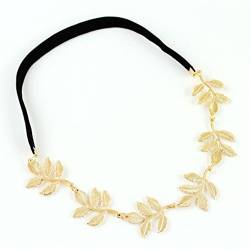 Metallic Süße Dame Golden Leaf Blumen-elastisches Haar-Band-Stirnband von Boolavard ® TM von Boolavard