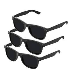 Nerd Sonnenbrille im Klassiker Stil Retro Vintage Unisex Brille - Boolavard TM, 3er pack Schwarz von Boolavard