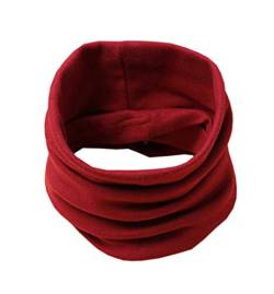 Boomly Baby Loop Schal Baumwolle Herbst Winter Nackenwärmer Halsband Einfarbig O Ring Schals Halstuch Schlauchschal Für 0-8 Jahre Jungen Mädchen (Wein Rot, 4-8 Jahre) von Boomly