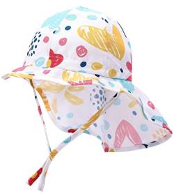 Boomly Baby Sonnenhut mit Nackenschutz Quick Drying Schirmmütze Outdoor Reise UV-Schutz Sommermütze mit Kinnriemen,Weiß 1,3-4 Jahre (Etikette 51) von Boomly