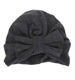 Boomly Baby Turban Hut Stirnband Knoten-Bogen Haarband Wolle Warmer Hut Herbst Winter Kopf Wickeln Cap Für 2-3 jährige Mädchen (Dunkel Grau, 18.5 * 15.5 cm) von Boomly