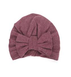 Boomly Baby Turban Hut Stirnband Knoten-Bogen Haarband Wolle Warmer Hut Herbst Winter Kopf Wickeln Cap Für 2-3 jährige Mädchen (Dunkel Violett, 18.5 * 15.5 cm) von Boomly