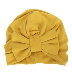 Boomly Baby Turban Hut Stirnband Knoten-Bogen Haarband Wolle Warmer Hut Herbst Winter Kopf Wickeln Cap Für 2-3 jährige Mädchen (Gelb, 18.5 * 15.5 cm) von Boomly