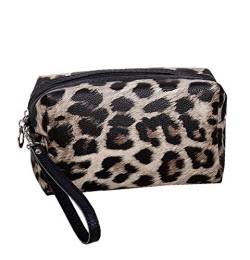 Boomly Damen Kosmetiktasche Leopardenmuster PU-Waschbeutel Wasserdicht Unterarmtasche Reise-Kulturbeutel Pouch Pocket Organizer Schminktasche für Frauen (19 * 8.3 * 11.2CM, 4) von Boomly