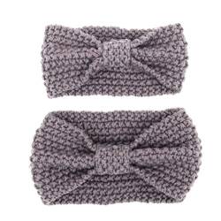 Boomly Mutter Baby Stricken Stirnband Winter Warm Wollkopfband Verknotet Kinder Kopf wickeln Haarband Turban Eltern Kind Haarpflegezubehör (Grau) von Boomly