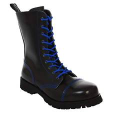 Boots & Braces - 10 Loch schwarz mit blauer Naht Stiefel Rangers von Boots & Braces