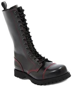 Boots & Braces - 14 Loch schwarz mit roter Naht, Stiefel Rangers Größe 38 (UK4) von Boots & Braces