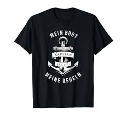 Herren Schiffsanker mit Spruch Mein Boot Meine Regeln T-Shirt von Bootsbesitzer Geschenkidee für Bootsfahrer