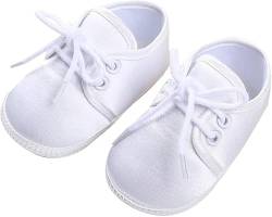 Booulfi Baby Jungen Schuhe Erste Lauflernschuhe Taufe Taufschuhe Für Jungen Weiß Neugeborenen Schuhe 12-18 M von Booulfi