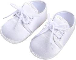Booulfi Baby Jungen Schuhe Erste Lauflernschuhe Taufe Taufschuhe Für Jungen Weiß Neugeborenen Schuhe 6-9 M von Booulfi