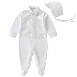 Booulfi Baby Kleidung Jungen 0-3 Monate Strampler Neugeborene Body Langarm Overall Winter Baby Erstausstattung Gastgeschenk Taufe Taufanzug Junge von Booulfi