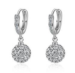 Boowhol Damen Creolen Ohrringe 925 Sterling Silber Mode Diamant-Kugel Anhänger Ohrringe Hypoallergen Creolen Ear Schnalle von Boowhol