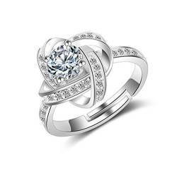 Boowhol Damen Ringe 925 Sterling Silber Zirkonia Inlay Diamant Ringöffnung Hypoallergen Verstellbaren Ringe Trauringe Verlobungsring Paar Ringe von Boowhol