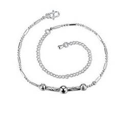 Boowhol Perlen 925 Sterling Silber Fußkettchen verstellbar Fußkette für Damen Mädchen Männer (Silber) von Boowhol