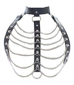 Harness Harnais Bonadge mit Kette für Männer und Frauen Körperharness Fetisch SM Fesseln Halsbänder Reizvolle Lingerie Bondage Unterwäsche von Boowhol