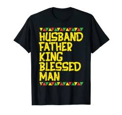 Herren Husband Father King Blessed Man Kente Black African Men Gift T-Shirt von BoredKoalas Black History Clothes African Gifts