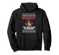 Brodolf Gains Reindeer Funny Gym Ugly Christmas Lifter Gift Pullover Hoodie von BoredKoalas Christmas Clothes Holiday Xmas Gifts