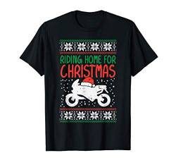 Riding Home For Christmas Bike Ugly Christmas Biker Men Gift T-Shirt von BoredKoalas Christmas Clothes Holiday Xmas Gifts