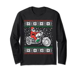 Santa Ridin Motocycle Ugly Christmas Sweater Xmas Biker Gift Langarmshirt von BoredKoalas Christmas Clothes Holiday Xmas Gifts