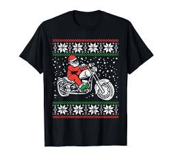 Santa Ridin Motocycle Ugly Christmas Sweater Xmas Biker Gift T-Shirt von BoredKoalas Christmas Clothes Holiday Xmas Gifts