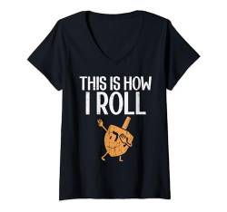 This Is How I Roll Dabbing Dreidel Hannukah Chanukah Gift T-Shirt mit V-Ausschnitt von BoredKoalas Hanukkah Clothes Jew Chanukah Gifts