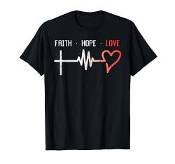 Faith Hope Love Cross Heartbeat God Jesus Christian Gift T-Shirt von BoredKoalas Jesus Clothes Religious Christian Gift