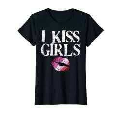 I Kiss Girls Lesbian Pride Lips Butch Gay Flag LGBT Gift T-Shirt von BoredKoalas LGBT Clothes Lesbian Gay Pride Gift