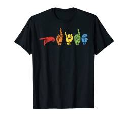 Sign Language Funny Rainbow Flag Gay LGBT Deaf Mute Gift T-Shirt von BoredKoalas LGBT T-Shirts Gay Pride Support Gift