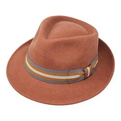 B&S Premium Doyle - Teardrop Fedora Hut - 100% Wollfilz - perfekt zum Reisen - was-serabweisend - Unisex - 56cm Bernstein von Borges & Scott