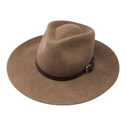 B&S Premium Lewis - Fedora Hut mit breiter Krempe - 100% Wollfilz - wasserfest - Lederband - 56cm Hellbraun von Borges & Scott