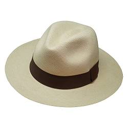 Borges & Scott Der Japura - Signatur Fedora Panama Hut - Natur mit braunem Band - Rollbarer und ultraleichter echter Panama Hut - 60cm von Borges & Scott