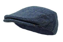 Borges & Scott Die Galway - Irish Tweed Flat Cap - Nachthimmel Herringbone - Groß von Borges & Scott