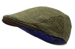 Borges & Scott Die Sloan - Flat Cap aus Irish Tweed und Nubukleder - Land Grün - L von Borges & Scott