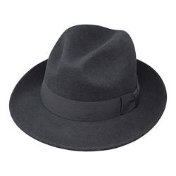 Borges & Scott Swift - Fedora - Leichtgewichtig - 100% Wollfilz – Für die Reise knautschbar - Wasserabweisend - Snap Brim - 56cm Schwarz von Borges & Scott