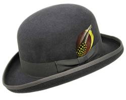 Premium Orwell - Bowler Hat/Melone - 100% Wollfilz - 56cm Grau von Borges & Scott