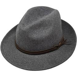 The Stoker – leichte breite Krempe – wasserabweisend – Fedora Trilby Stil Filzhut, grey melange, 58 von Borges & Scott