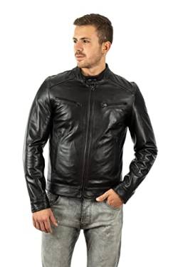 Pelletterie Borghese | Bikerjacke Leder Herren Schwarz | Warmfutter | Lederjacke | Lederblouson | Motorjacke Leder | Motorradweste | Echtes Leder | Made in Italy | A531N (46) von Borghese - Pelletteria Artigianale