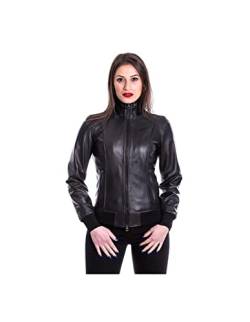 Pelletterie Borghese | Bomberjacke Leder Damen Schwarz |Lederjacke | Passform Slim Fit | Lederblouson | Motorradjacke | Echtes Leder | Made in Italy | 1528N (40) von Borghese - Pelletteria Artigianale