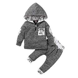 Baby Boys Camouflage Hoodie Trainingsanzug Set Kapuze Sweatshirt Top Hose mit Taschenkleidung Outfit (Grau, 12-18 Monate) von Borlai