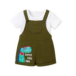 Borlai Baby Jungen Bekleidung Set Sommer Kurzarm T-Shirt Tops und Dinosaurier Shorts Overalls 2 Stück Outfit Set für Kinder 1-6 Jahre von Borlai