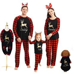 Borlai Familien-Schlafanzug mit Weihnachtsmotiv, passende Nachtwäsche für Damen Herren Kinder und Kleinkind, Schwarz Aktualisierung, Frauen / L von Borlai