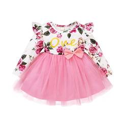 Borlai Kinder Baby Mädchen Floral Kleid Langarm Schleife Knoten Floral Geraffte Tutu Prinzessin Kleid Kleidung Set von Borlai