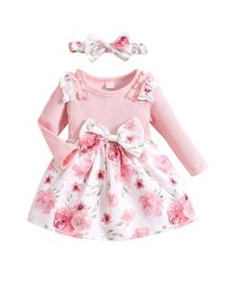 Borlai Kleinkind Baby Mädchen Kleidung Set Langarm Rüschen Strampler Kleid Floral Gedruckt Bow Rock Jumpsuit Onesie Outfit von Borlai