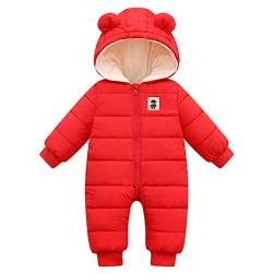 Borlai Neugeborenes Baby Mädchen Jungen Winter Warm Schneeanzug Kapuze Strampler Doppelreißverschluss Overall Mantel Jacke von Borlai