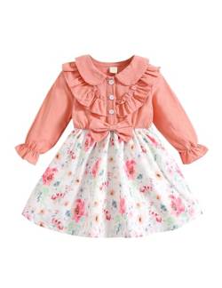 Borlai Neugeborenes Baby Mädchen Kleid Ruffle Langarm Bowknot Floral Strapsen Rock + Stirnband 2pcs Kleinkind Mädchen Kostüm Outfit 6 Monate -3 Jahre von Borlai