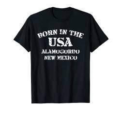 Geboren in den USA in Alamogordo New Mexico Heimatstadt T-Shirt von Born in the USA city state distressed look designs