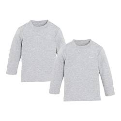 Bornino 2er-Pack Shirts Langarm grau - Rundhalsausschnitt - Druckknöpfe an den Schultern - Reine Baumwolle - Größe 74 von Bornino